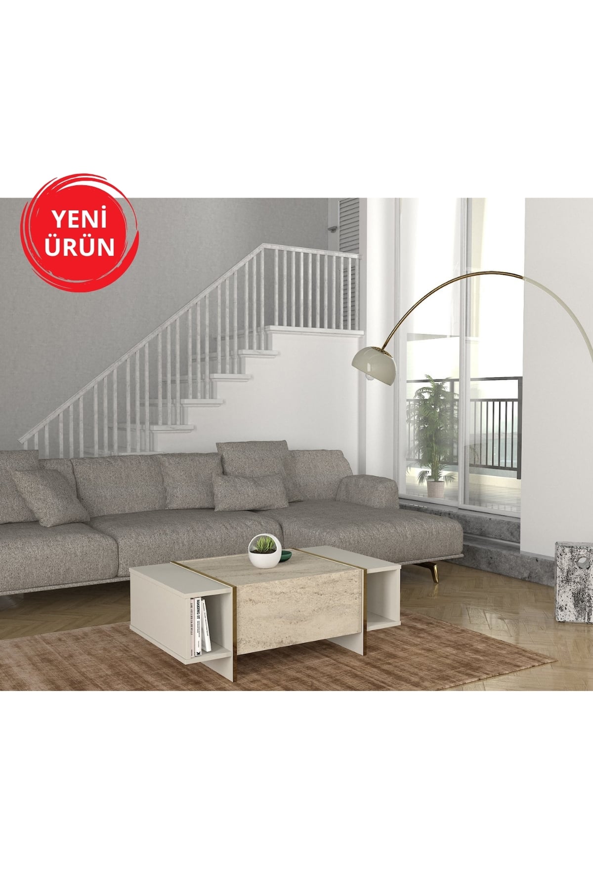 Dekorister Exclusive Veyron Orta Sehpa Kumtaşı-traverten