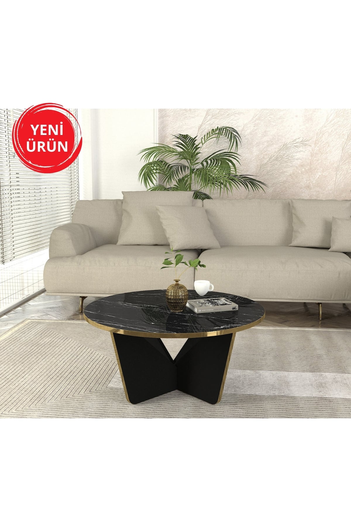 Dekorister Lagerta Orta Sehpa Siyah Mermer - Siyah