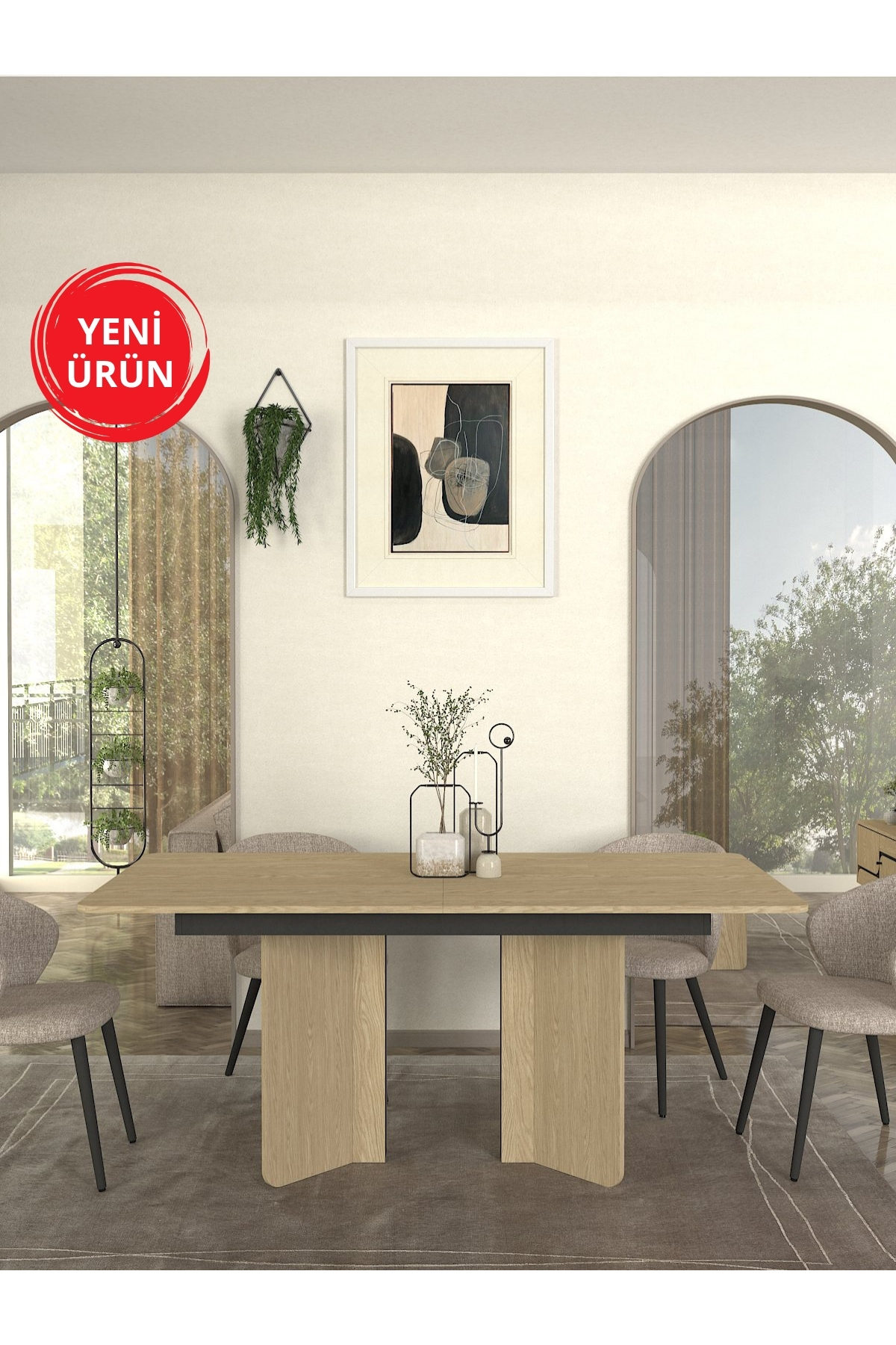 Dekorister Lava Yemek Masası Rota - Antrasit 180cm
