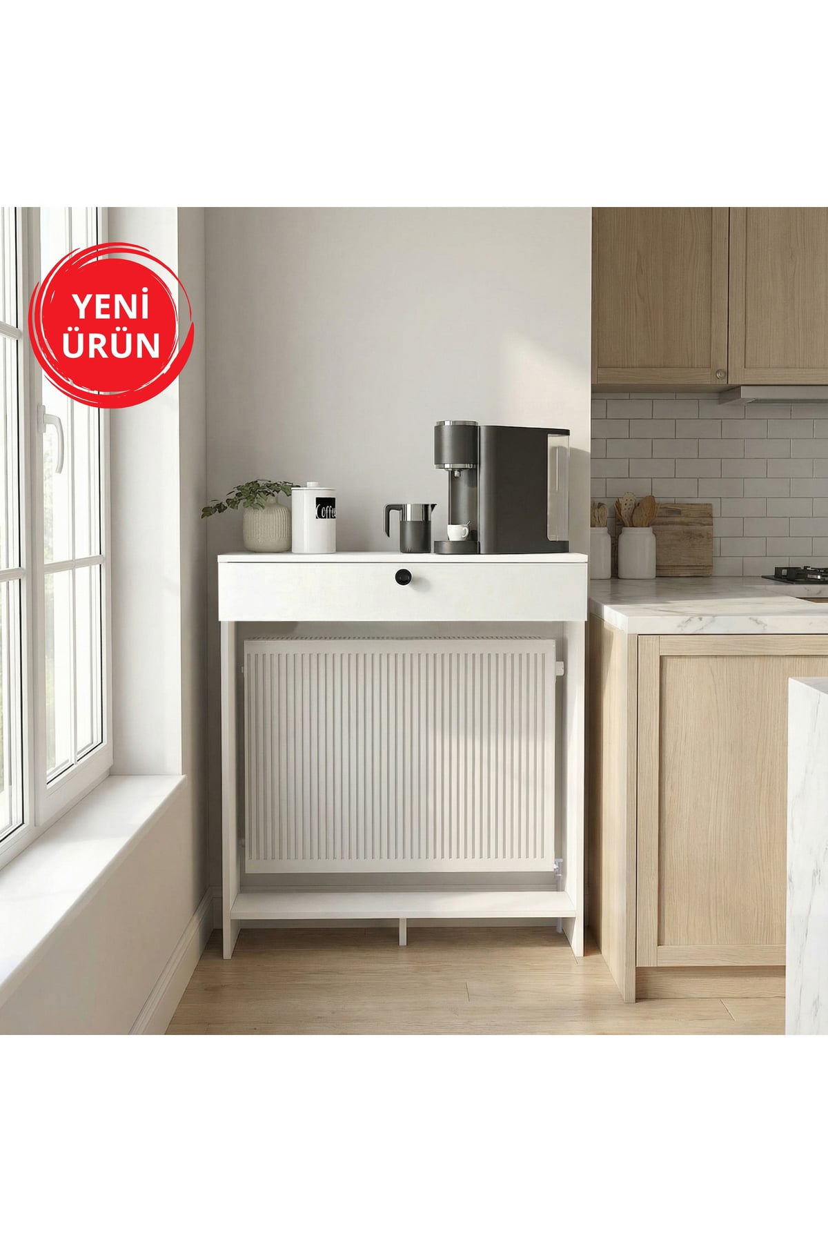 Dekorister Opelya Petek Üstü Kahve Köşesi Dresuar, Çok Amaçlı Dolap & Antre Salon Mobilyası 90 cm