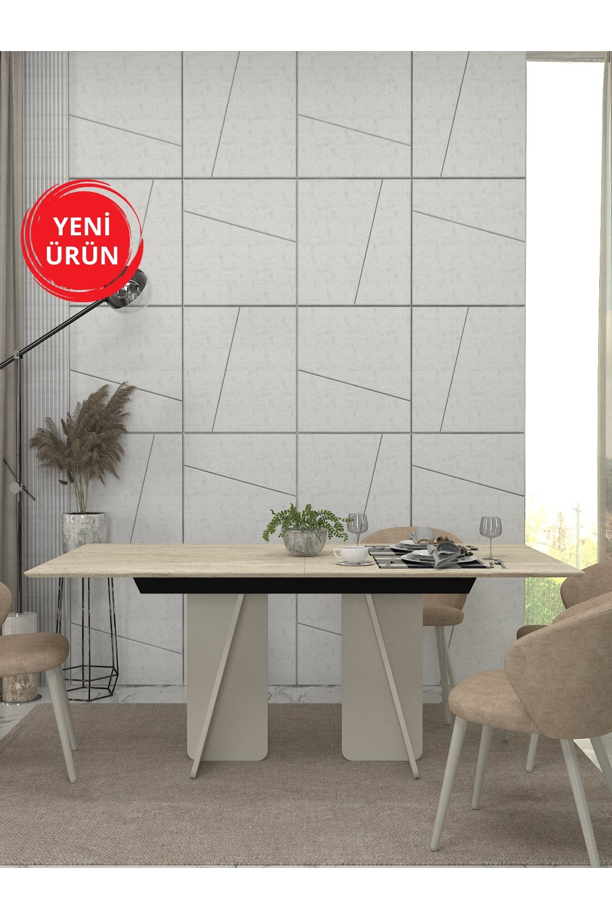 Dekorister Sevilla Yemek Masası Kumtaşı - Traverten 180cm