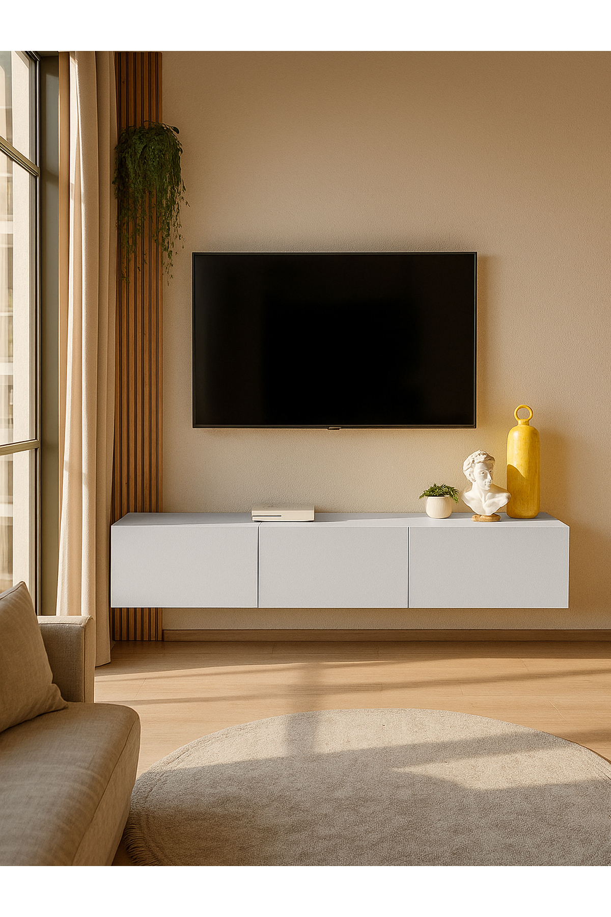 Dekorister TV ünitesi Sehpası 150 cm Beyaz | Pergamon