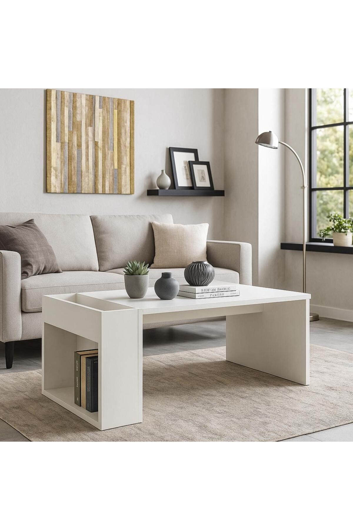 Dekorister View Beyaz Orta Sehpa - Modern Salon ve Oturma Odası Sehpası