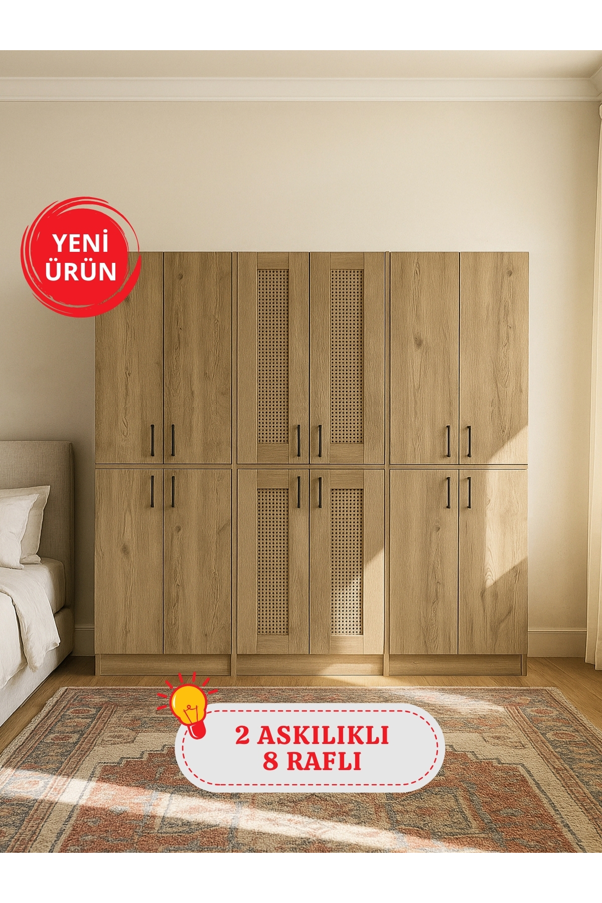 Dorpek 6 Kapaklı Gardırop - 182 cm Y, 184 cm G - Genç Odası ve Yatak Odası Gardırop | Monza