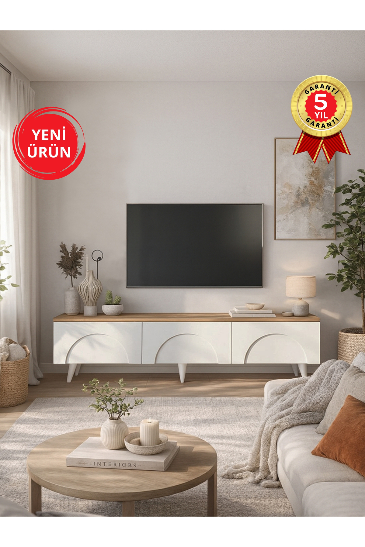 Dorpek Ayaklı Tv Ünitesi, Bohem Tv Ünitesi 150 cm - Kolay Kurulum Salon Mobilyası | Bono