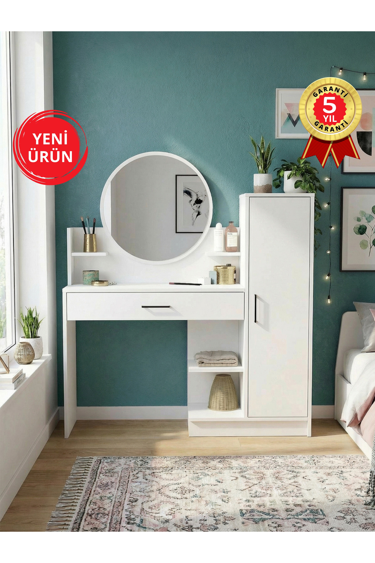 Dorpek Aynalı Makyaj Masası, Çekmeceli Makyaj Masası Organizeri | Andera