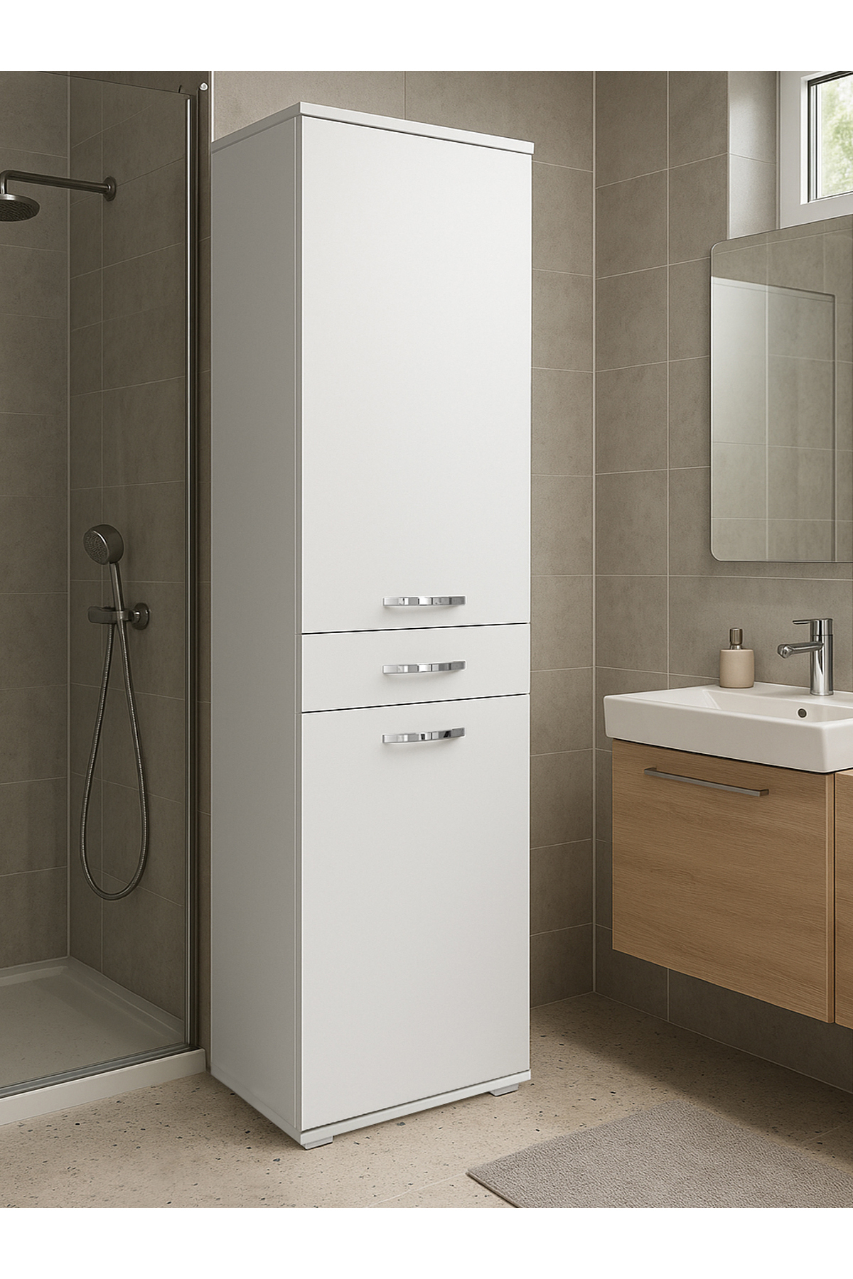Dorpek Ayris Çok Amaçlı Dolap Kiler Dolabı Mutfak Banyo Dolabı Beyaz