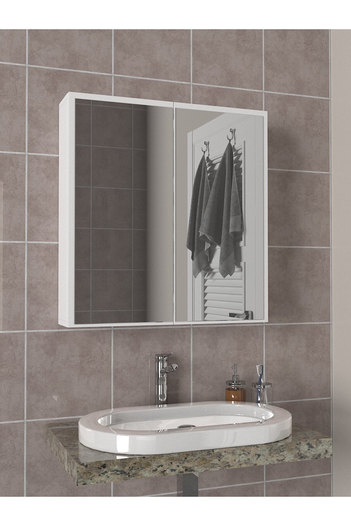 Dorpek Çok Amaçlı Aynalı Banyo Dolabı Beyaz | Priya