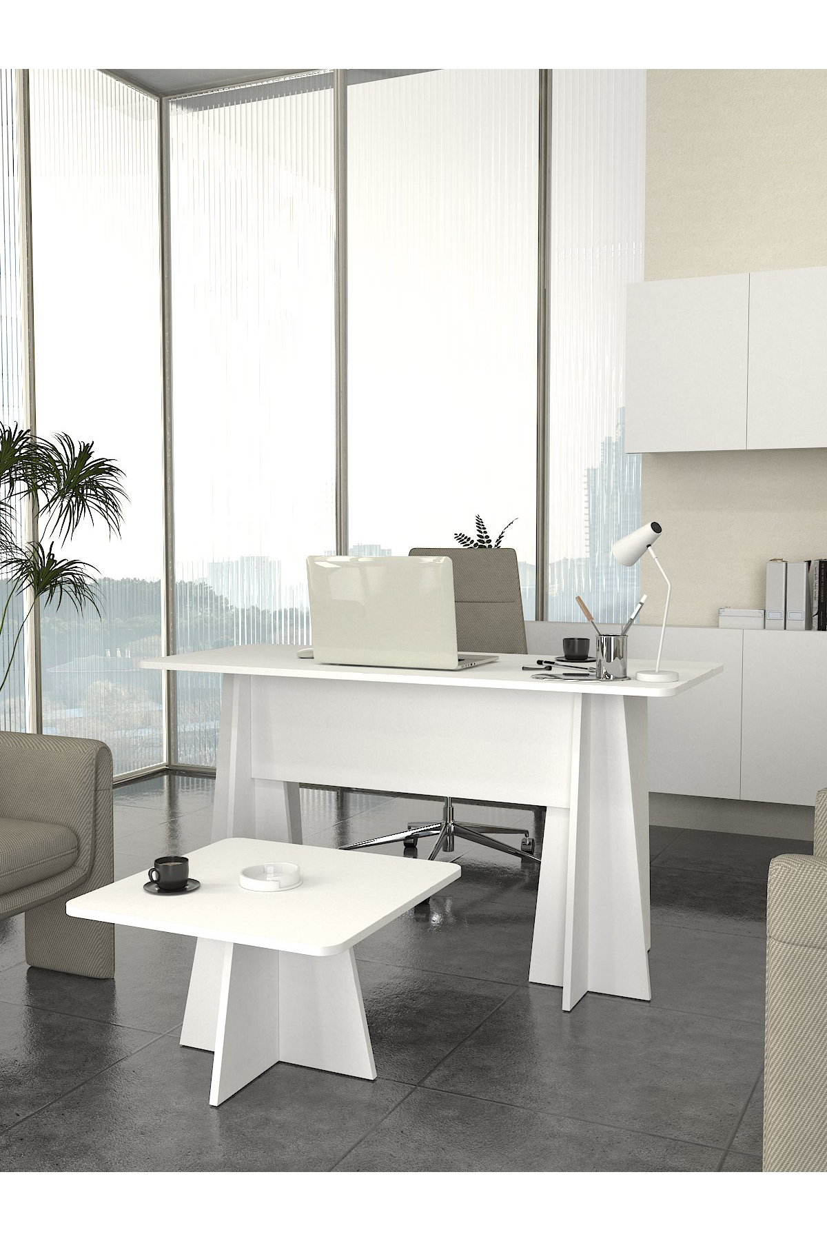 Dorpek Ofis Masası Set Ofis Masası Ve Sehpası - 2 Parça | Kula