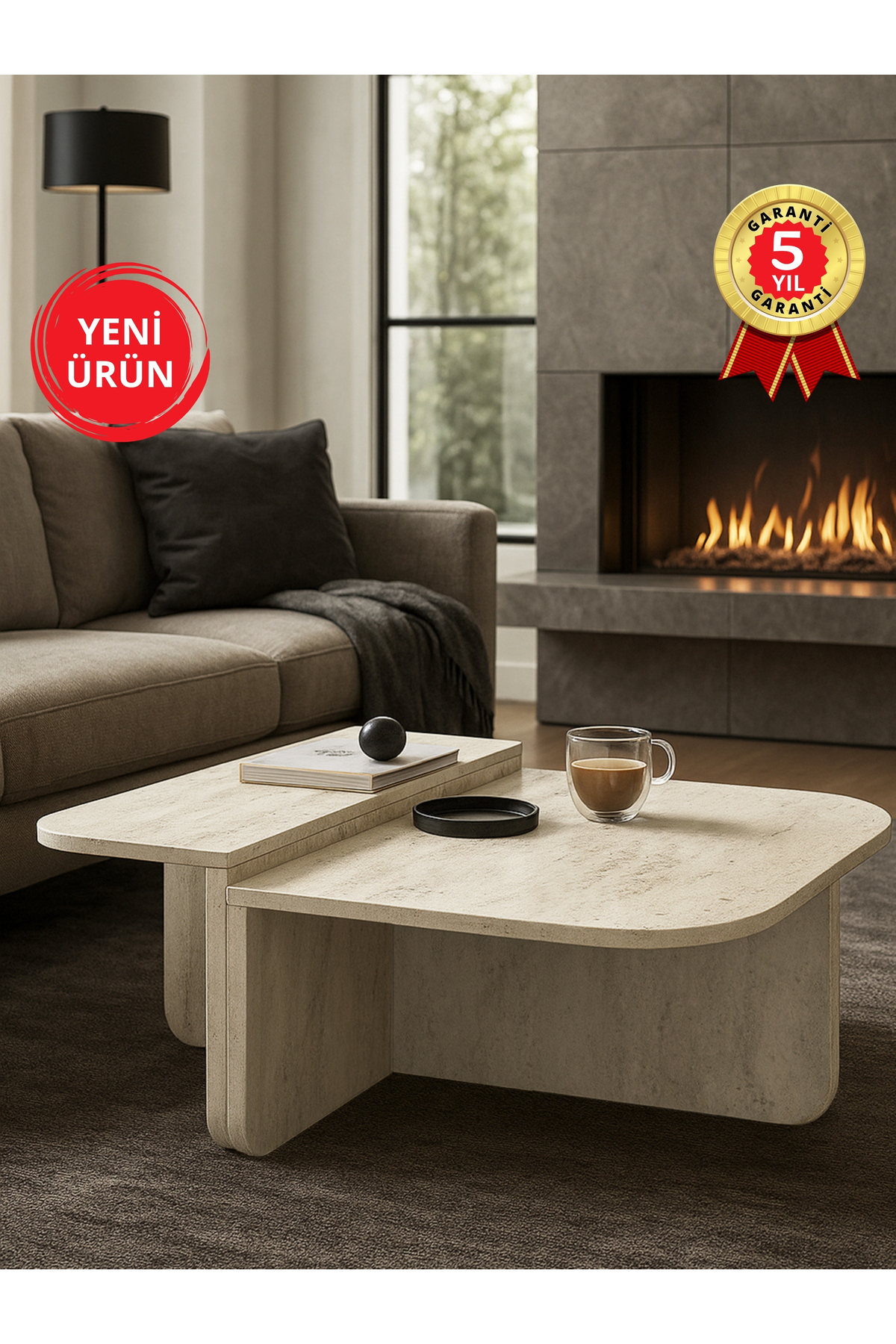 Dorpek Orta Sehpa Traverten - Modern ve Şık Tasarım | Valya