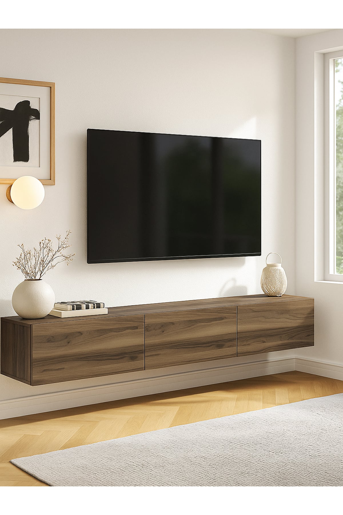 Dorpek Tv Ünitesi Modern Tasarım, Geniş Ekran Uyumlu, Raflı Ve Geniş Alanlı Tv Sehpası 180 Cm Ceviz | Cercei