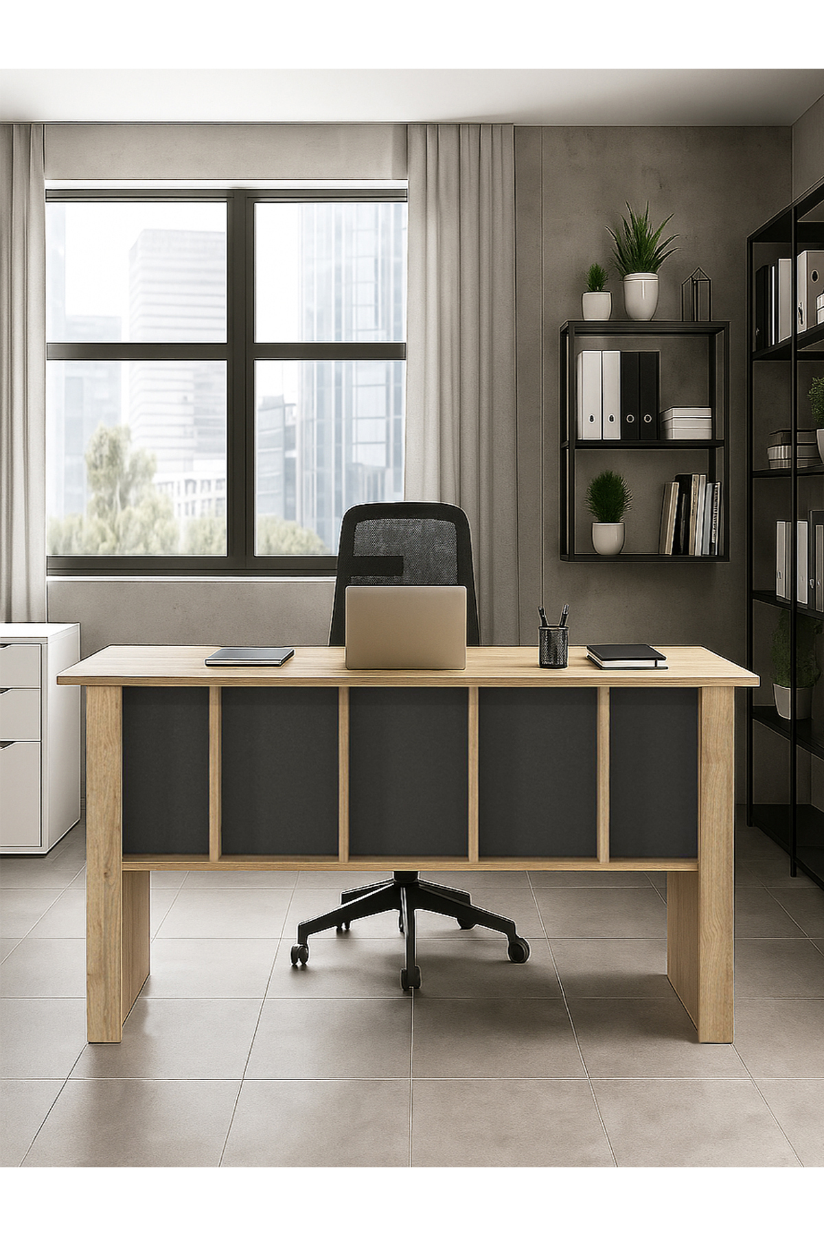 Dorpek Yönetici Ofis Masası Çalışma Masası Antrasit - Sepet | Nika