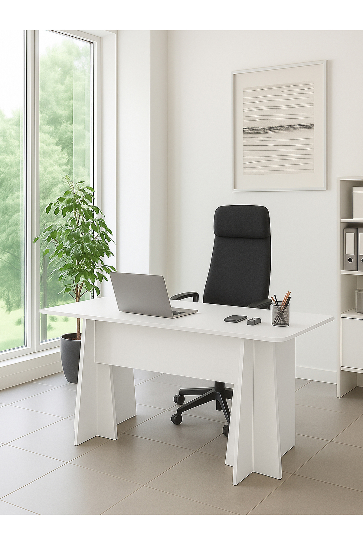 Dorpek Yönetici Ofis Masası Çalışma Masası Beyaz | Kula