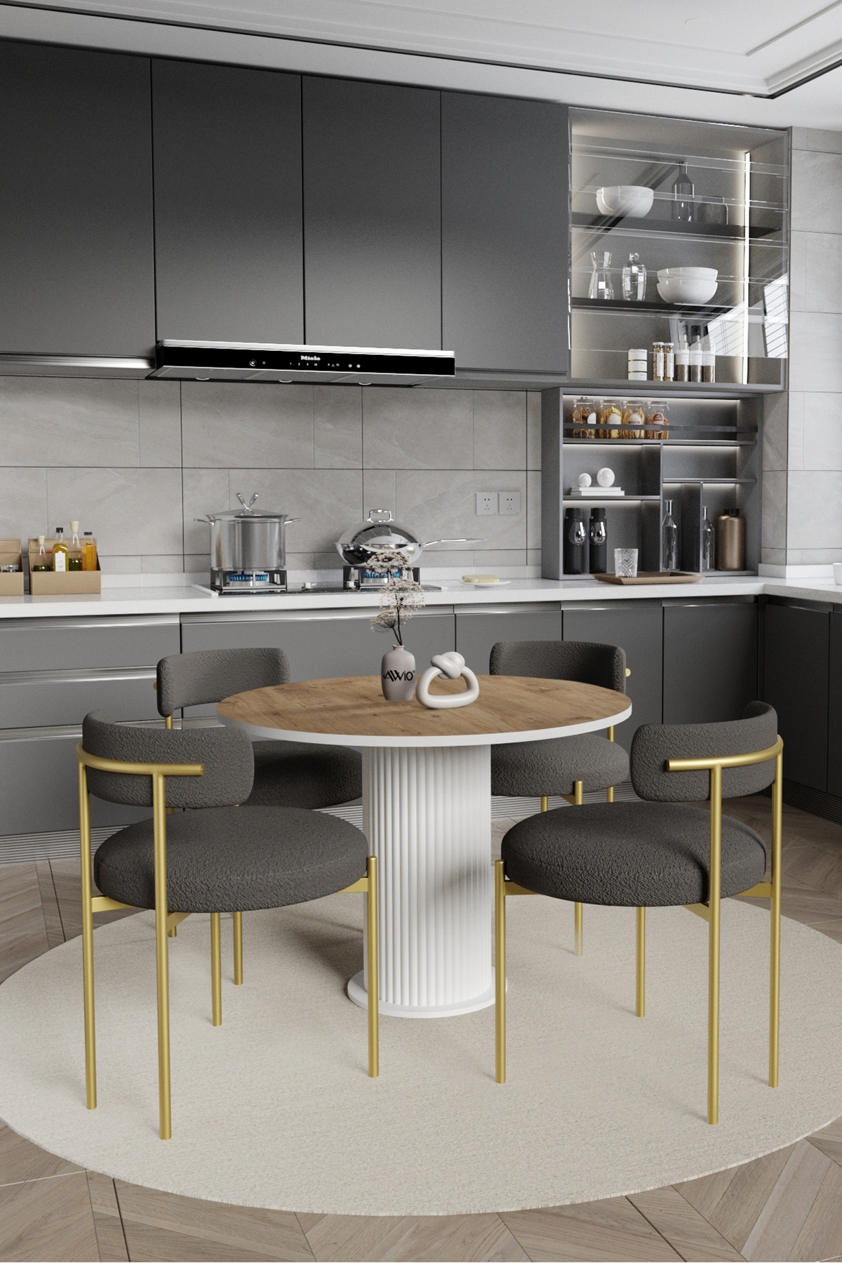Elizya Bohem Lake MDF Ayak 90x90 Yemek Masası Mutfak Masası Masa Sandalye Takımı Akça