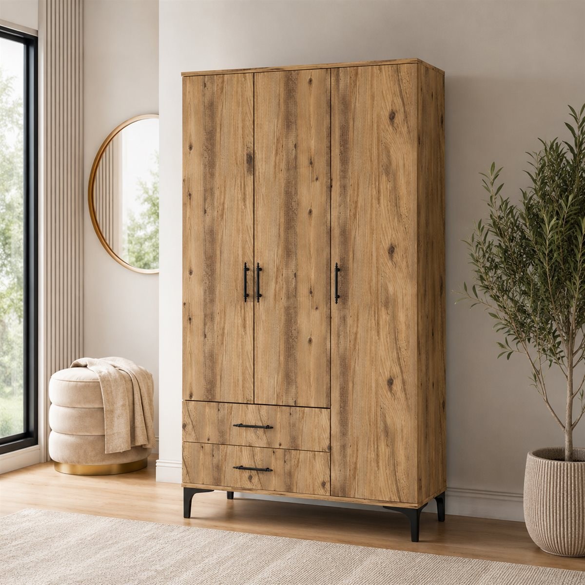 Garaj Home Vera 3 Kapaklı 2 Çekmeceli Dolap - Atlas Çam