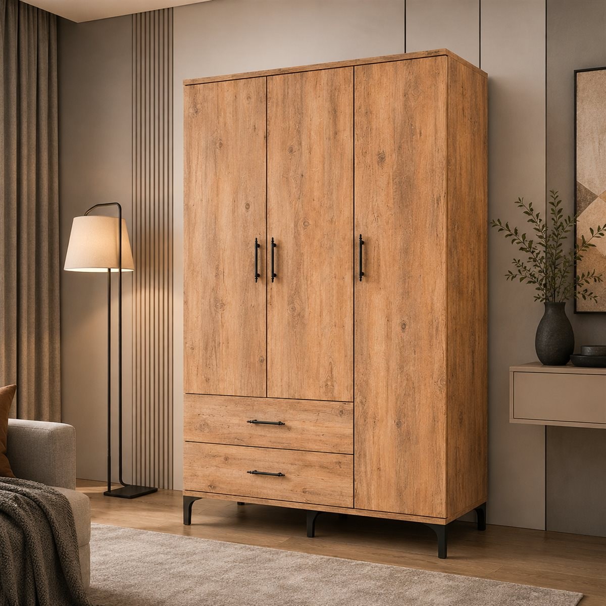 Garaj Home Yaren 3 Kapaklı Dolap - Atlas Çam
