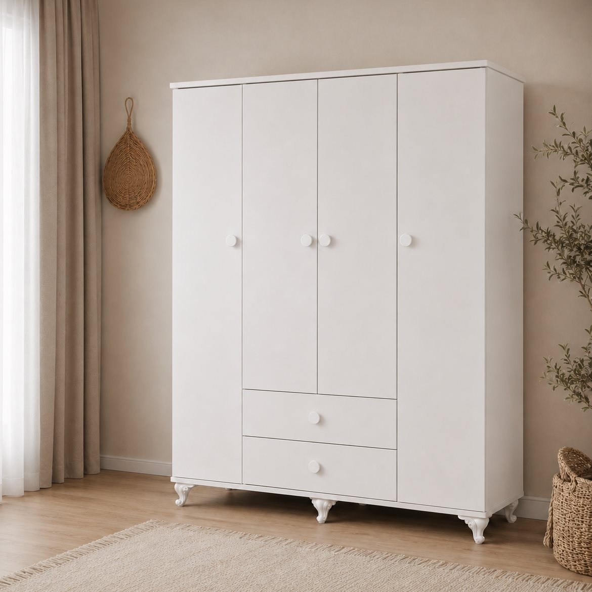 Garaj Home Yaren 4 Kapaklı Dolap - Beyaz