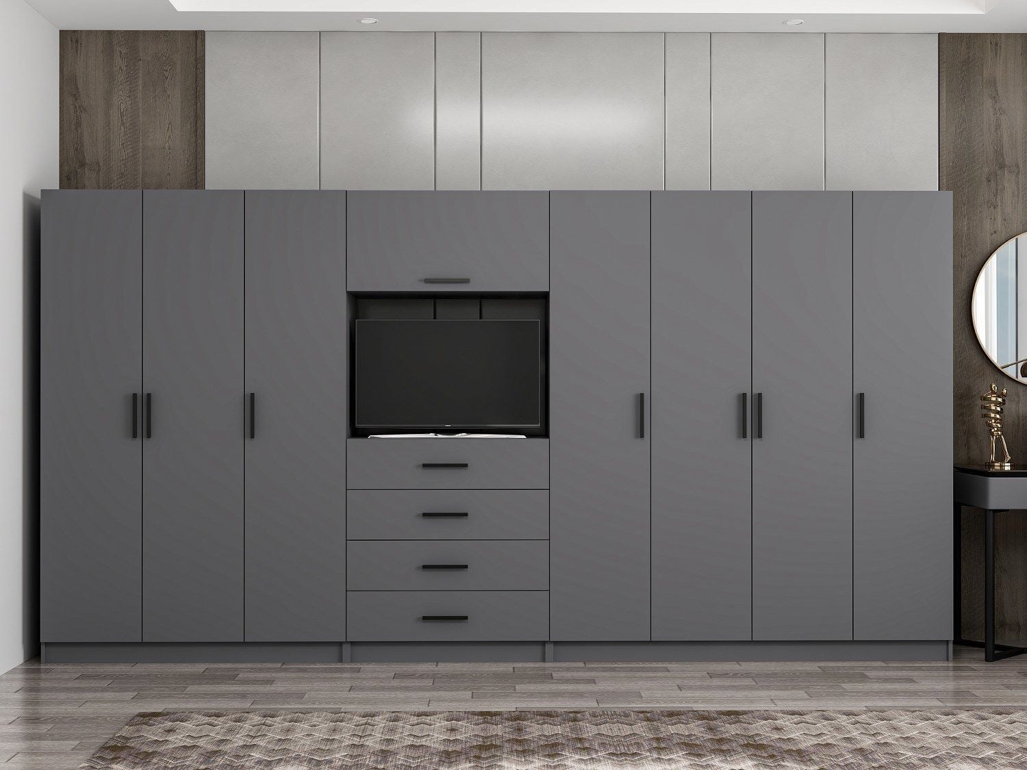 Kale 7 Kapaklı 8 Çekmeceli Tv Modüllü Dolap Antrasit