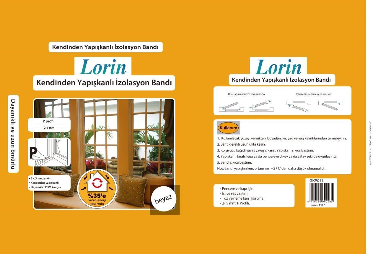 Kapı Pencere Bandı P Tipi Beyaz 20Mt