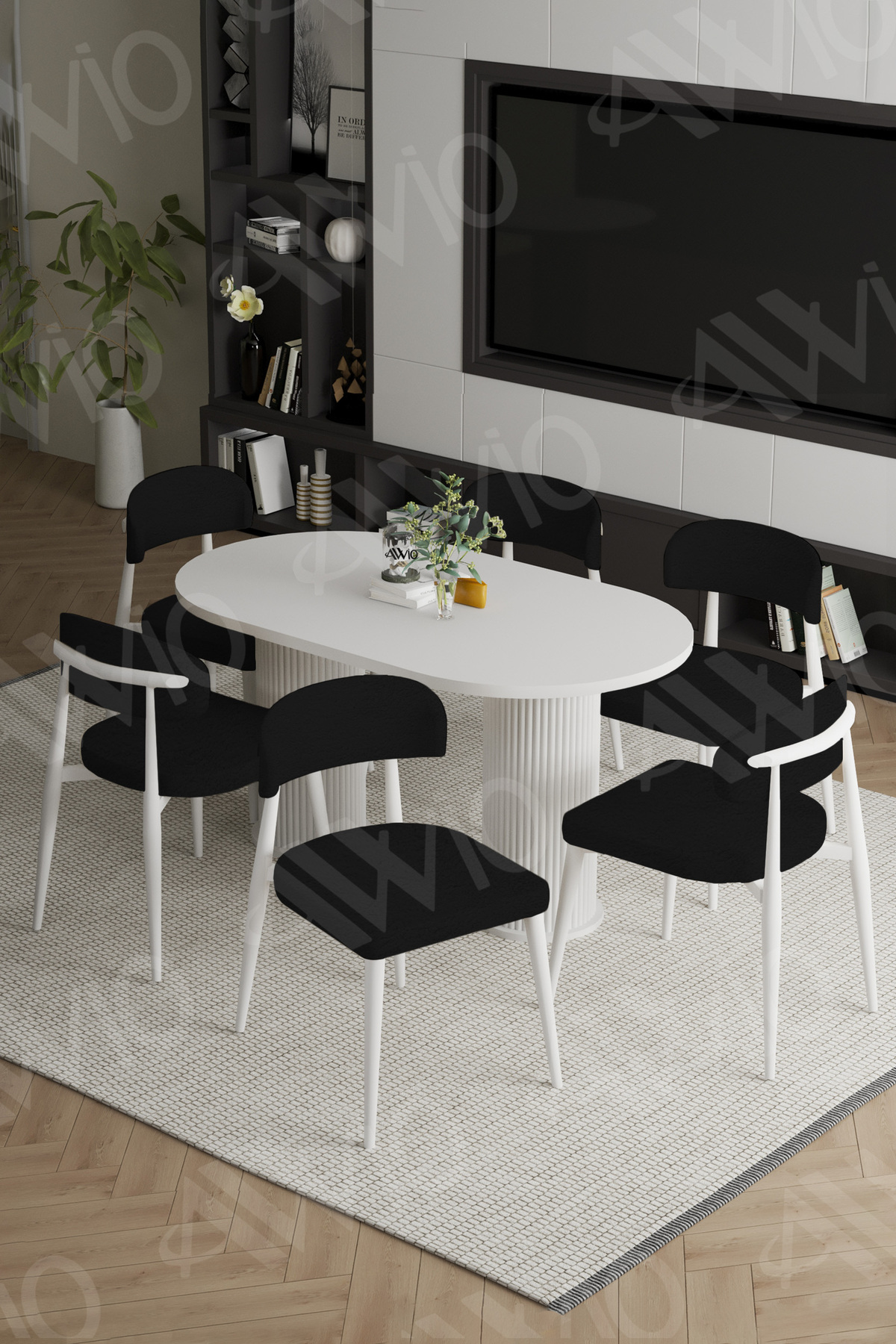 Lea Bohem Ayak Beyaz Polo Sandalye 80x160 Mutfak Masa Sandalye Takımı Beyaz