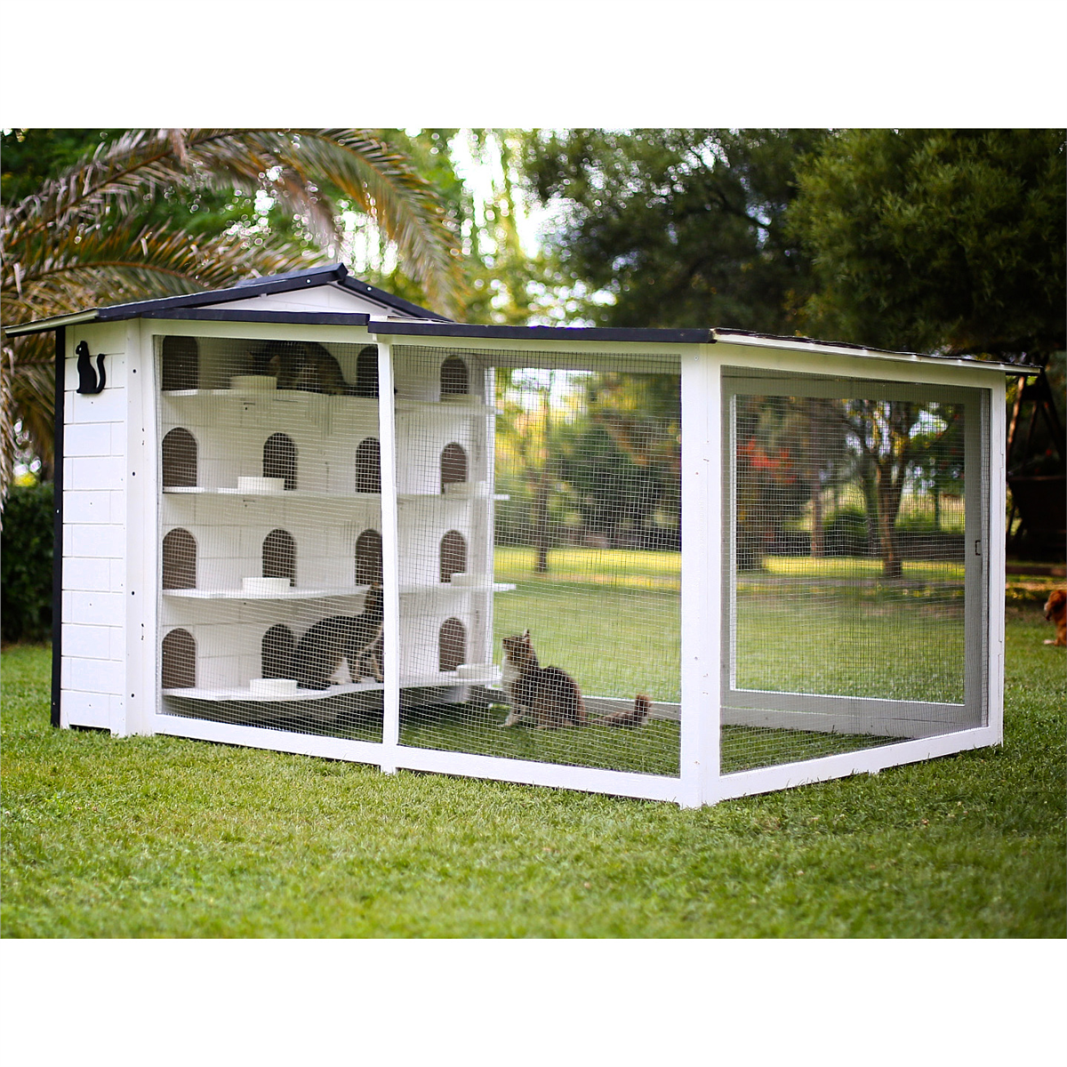 Mandu Bahçeli Kedi Apartmanı (kedi evi) + Mama kapları hediye