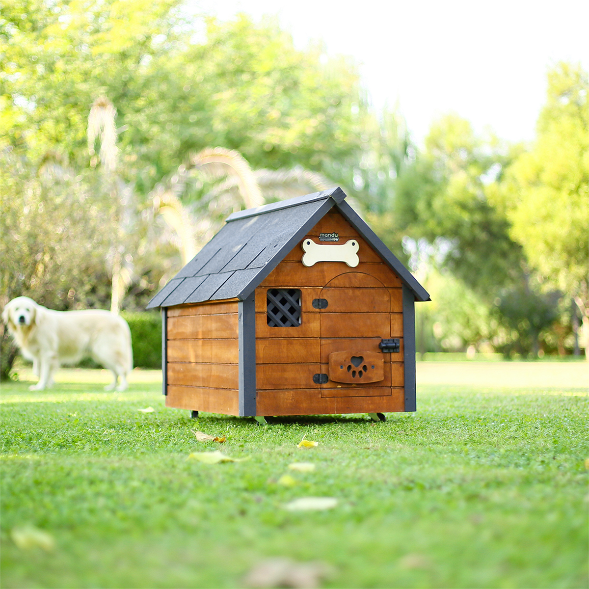 Mandu Isı yalıtımlı ahşap köpek kulübesi ''MEDIUM''