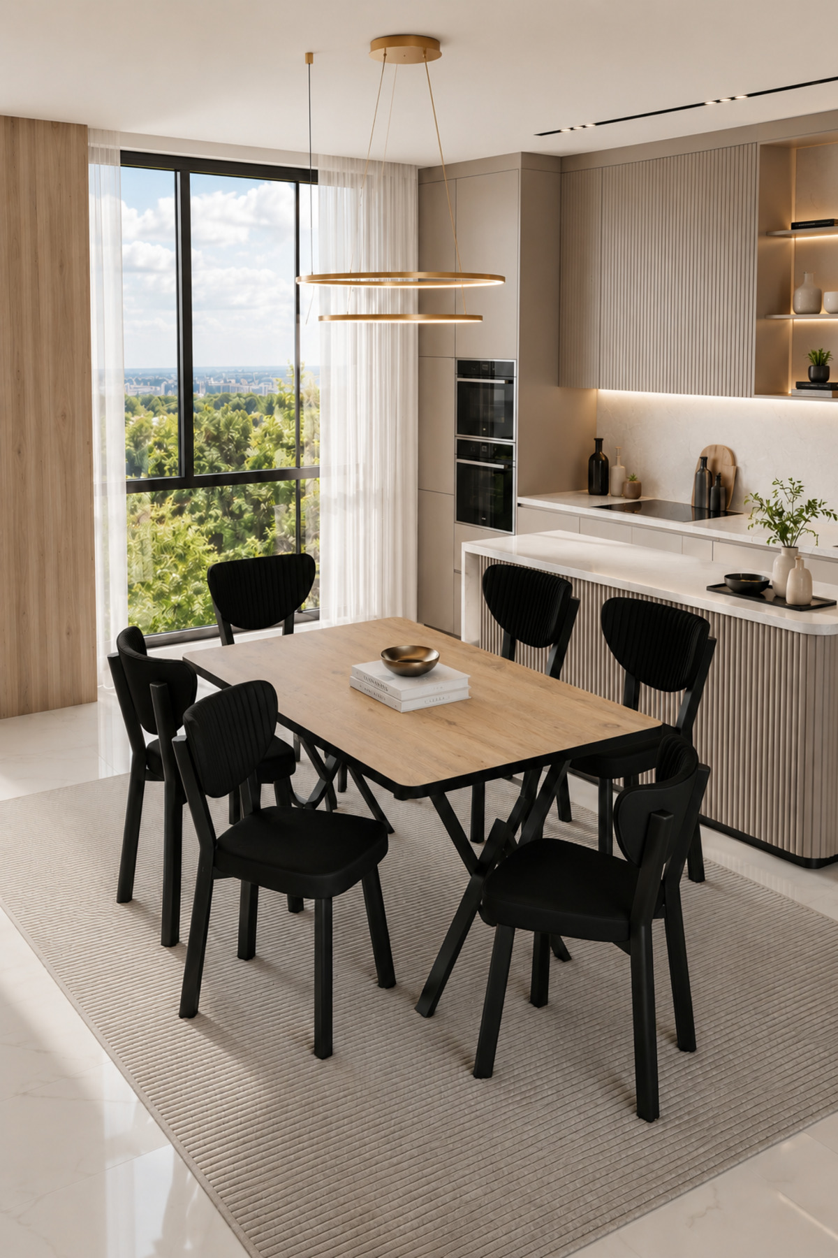 Mida Elma Sandalye 80x140 Yemek Masası Mutfak Masası 6 Kişilik Masa Sandalye Takım Akça