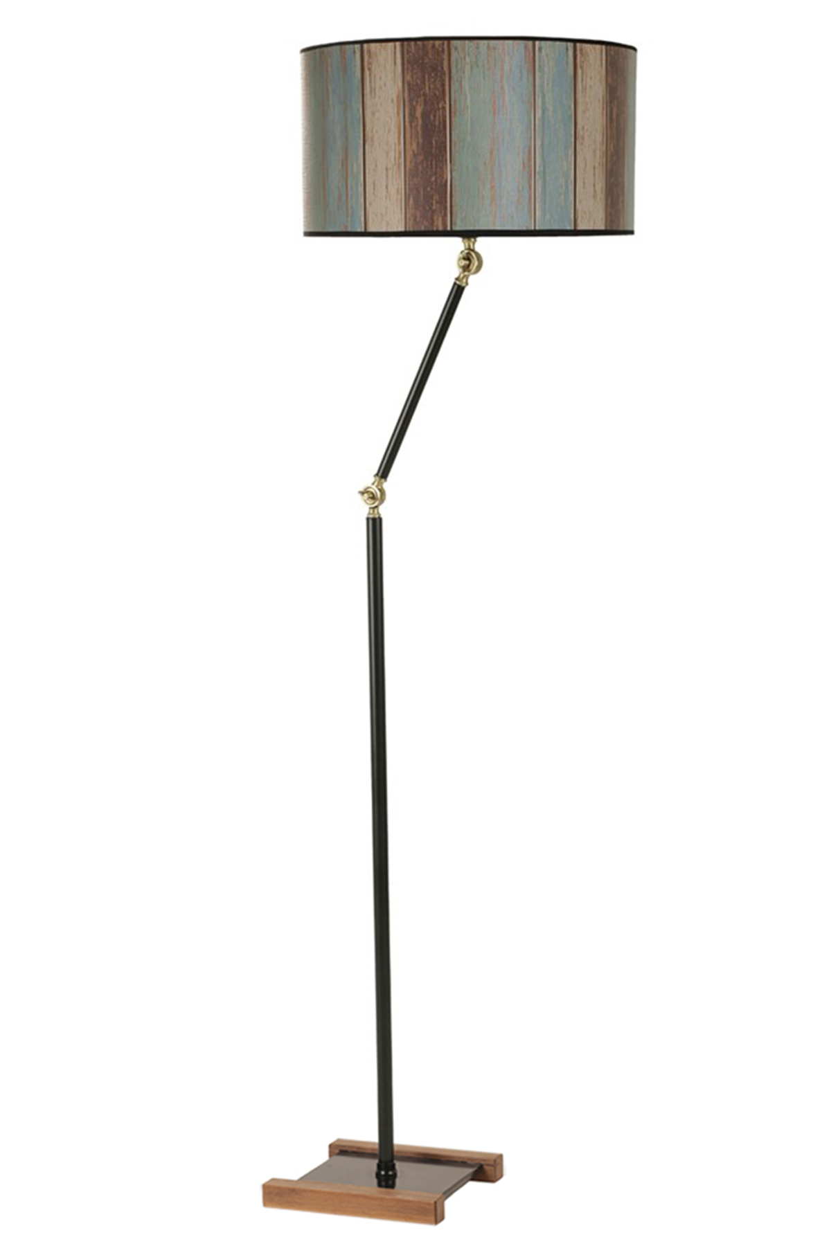 Milas Siyah Lambader Silindir Renkli Abajurlu