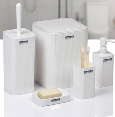 Mina Banyo Seti 5 Parça Kare Beyaz Oky-420-B