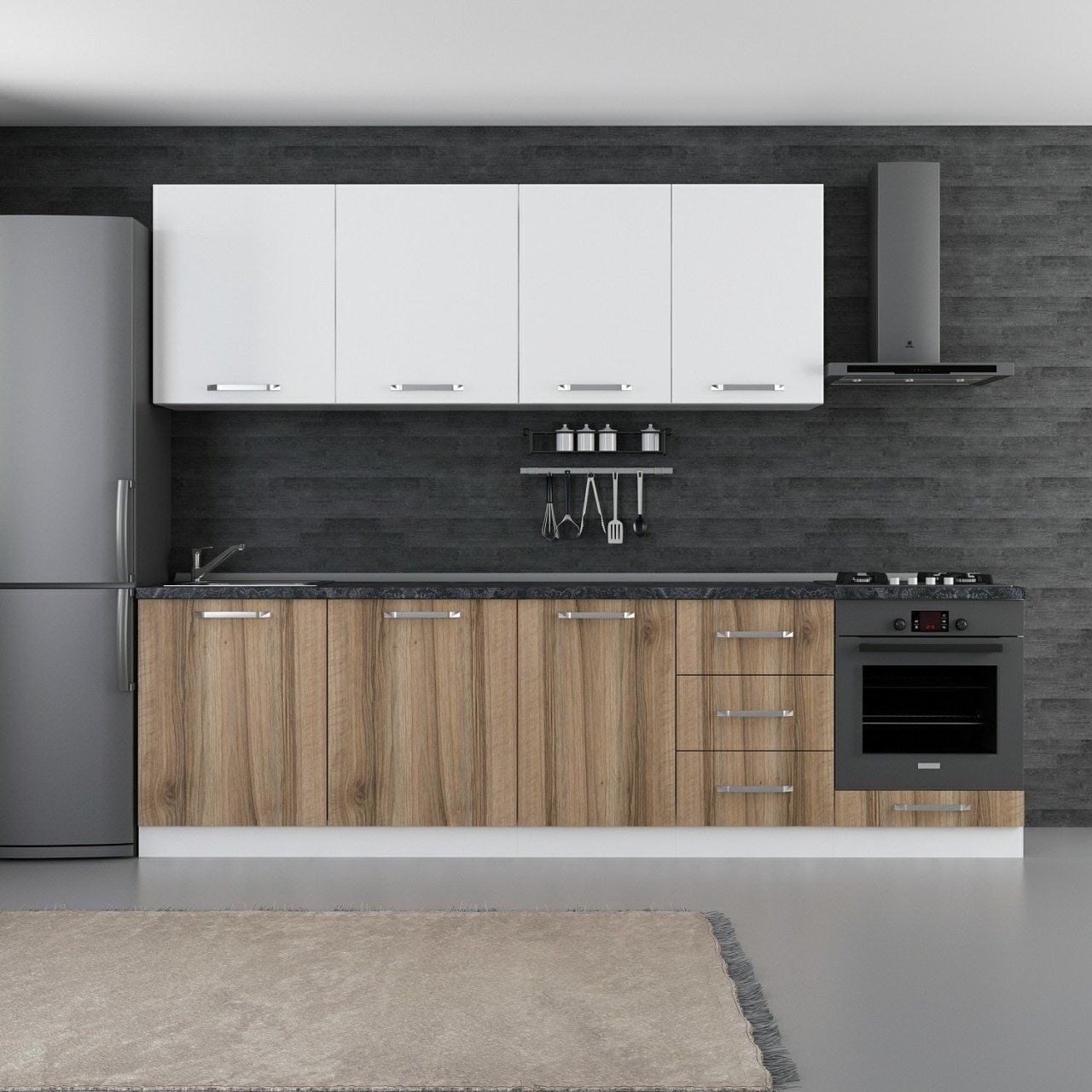 Minar 280 Cm Mutfak Dolabı Beyaz Dore 280-D3