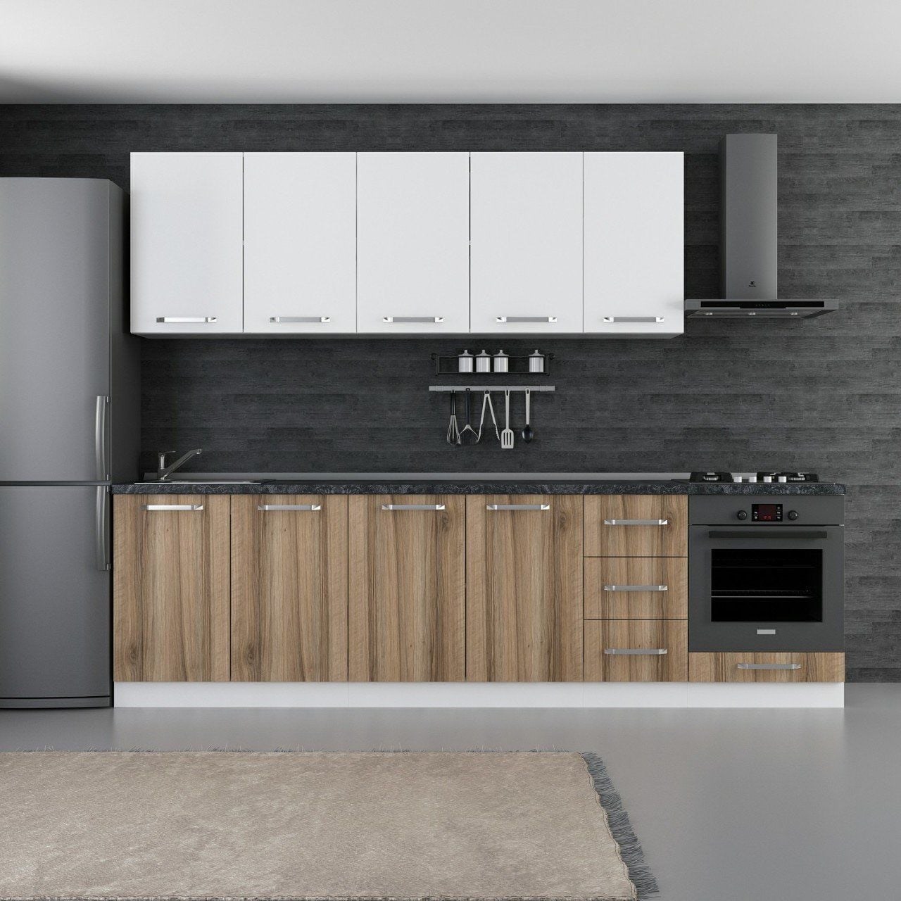 Minar 280 Cm Mutfak Dolabı Beyaz Dore 280-D9