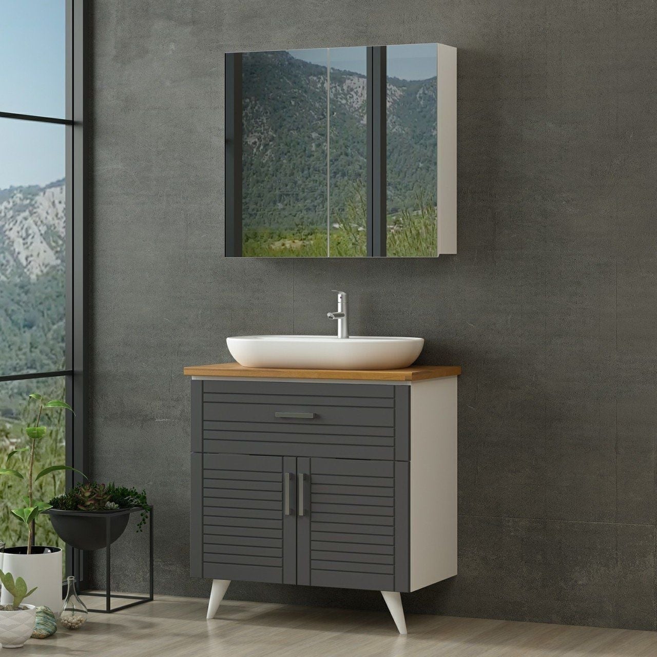 Minar Banyo Dolabı 100Cm Ay2K1Ç+2K2A+Tzg Beyaz