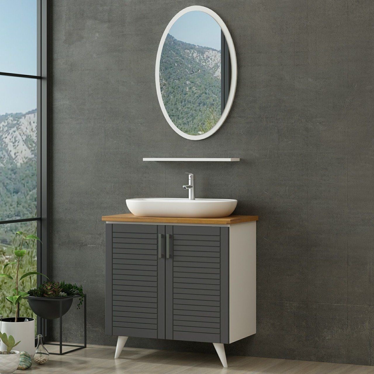 Minar Banyo Dolabı 100Cm Ay2K+1Ea1R+Tzg Beyaz