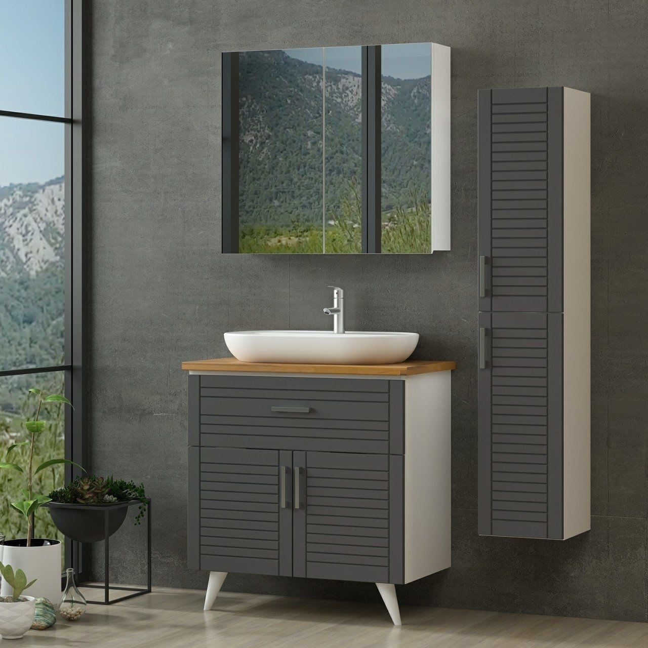 Minar Banyo Dolabı 85Cm Ay2K1Ç+2K2A+Tzg+Boy Beyaz