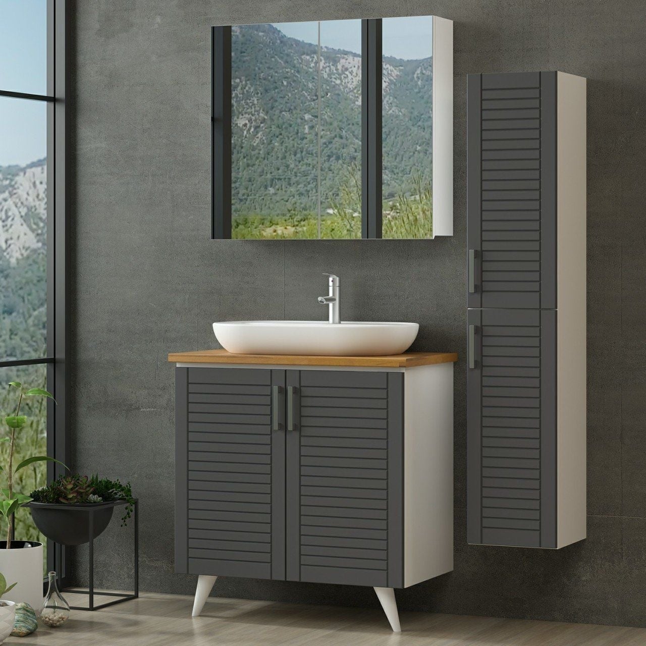 Minar Banyo Dolabı 85Cm Ay2K+2K2A+Tzg+Boy Beyaz
