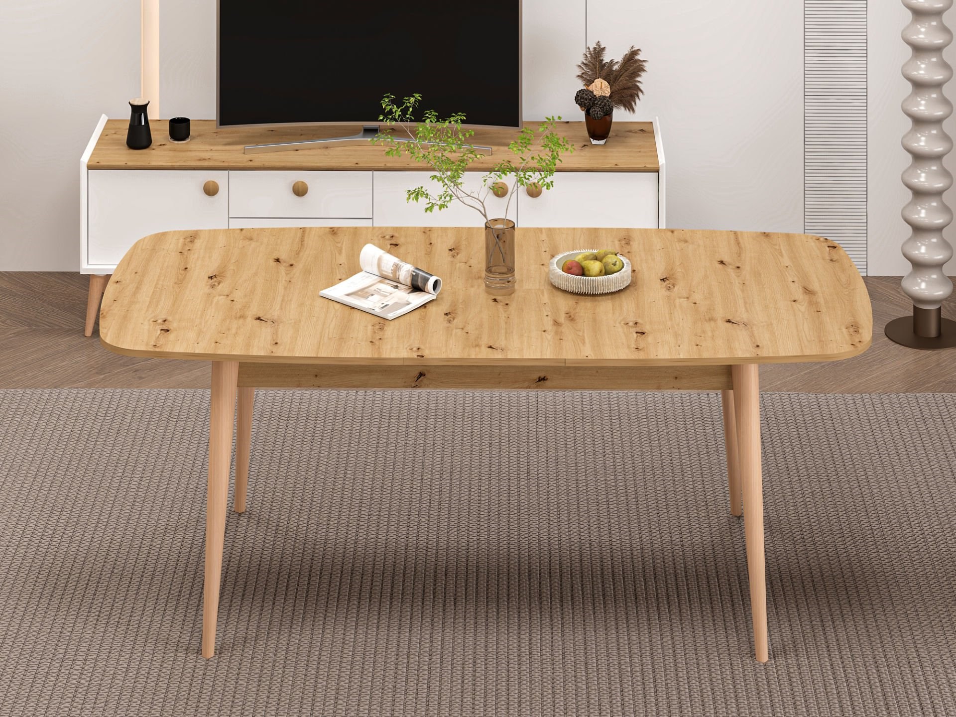 Mitra Açılır Yemek Masası - Artisan/Ahşap Ayak