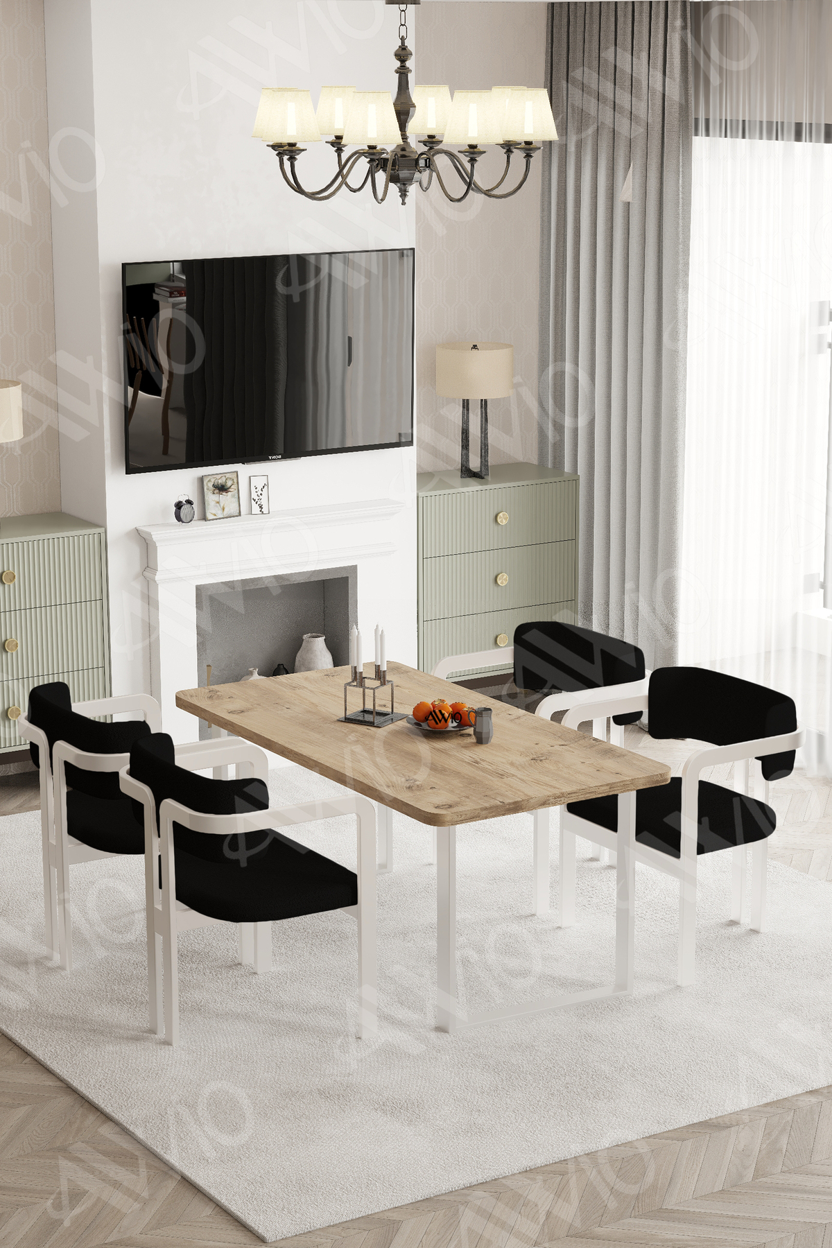 Mitra Metalayak Tokyo Demonte Sandalye 80x120 Yemek Masası Mutfak Masası 4 Kişilik Akça