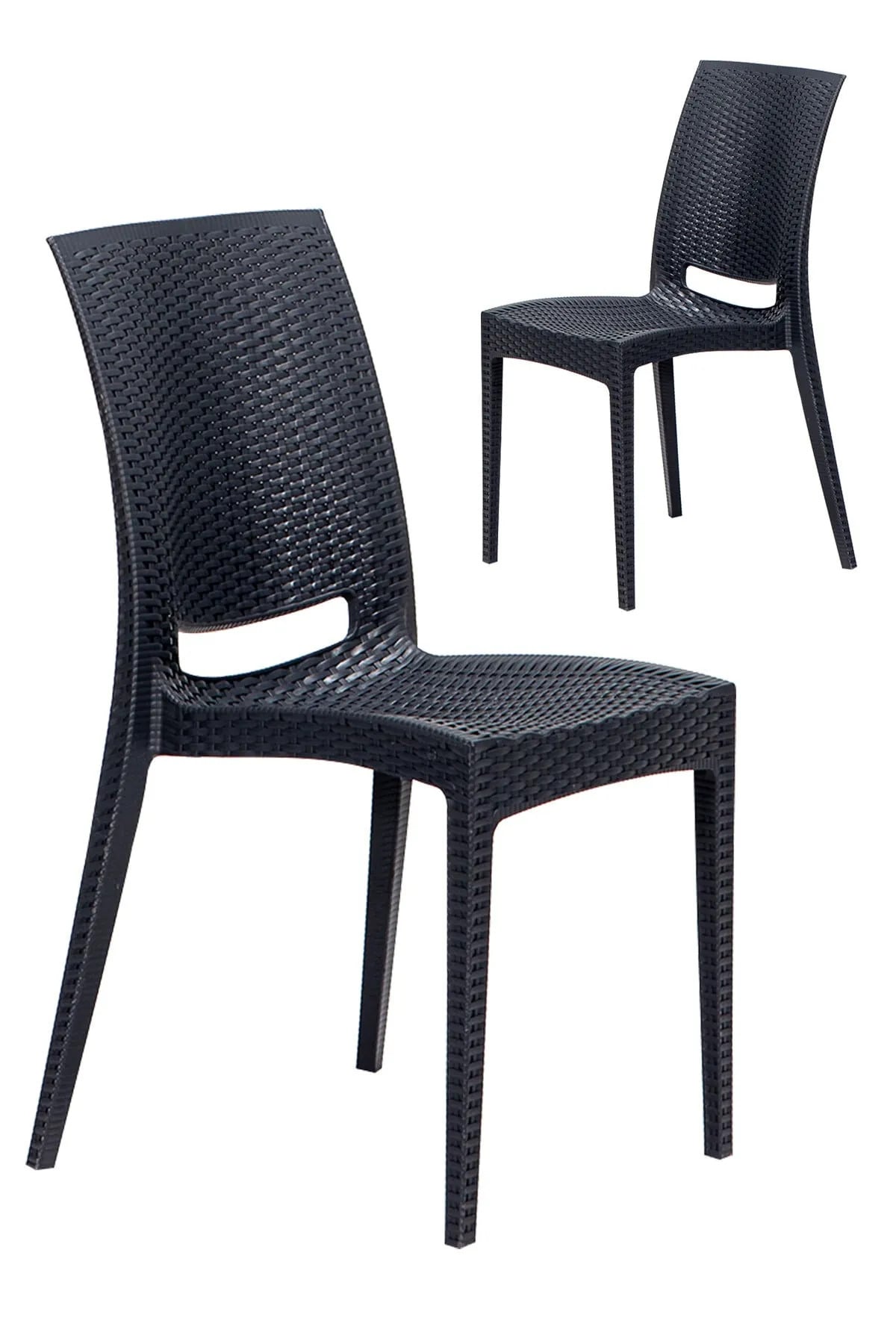 Mobetto 2 Adet Rattan Antrasit Sandalye / Balkon-bahçe-teras