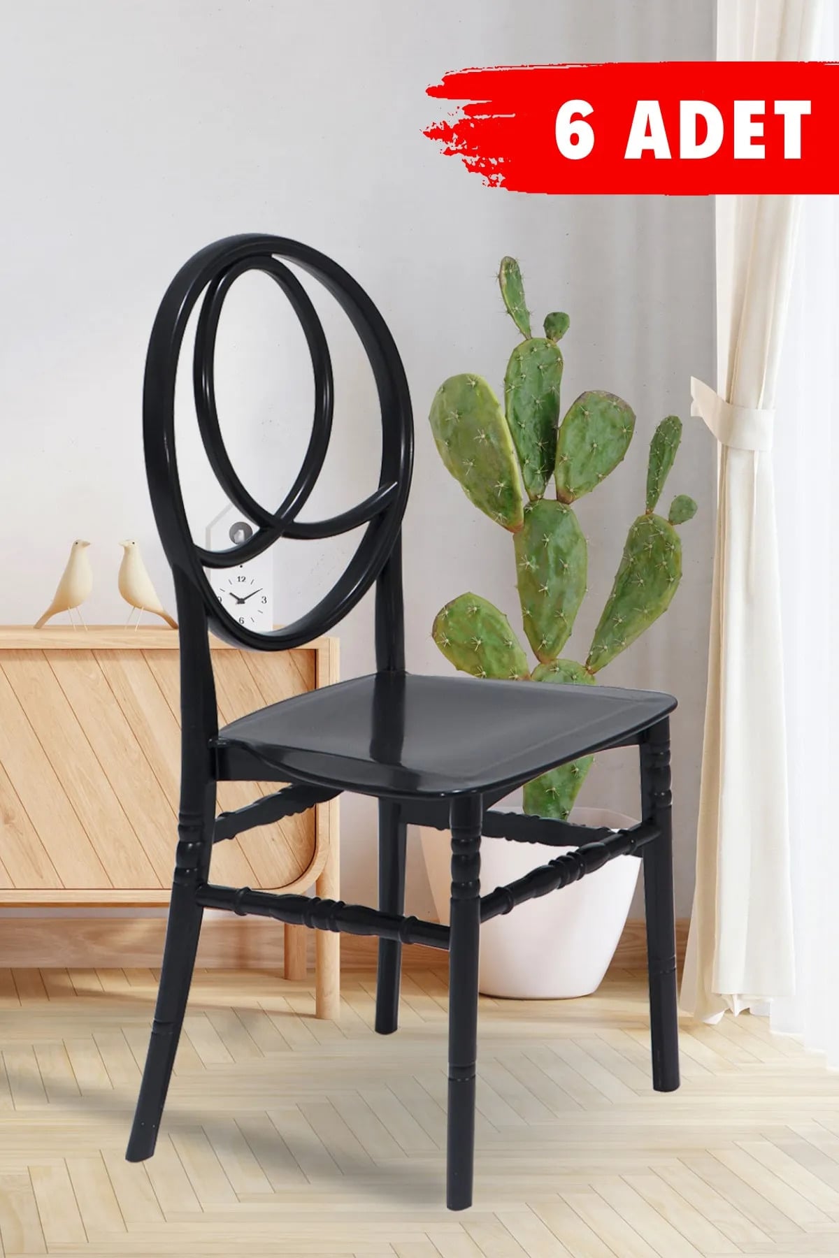 Mobetto 6 Adet Phoenix Siyah Sandalye / Balkon-bahçe-mutfak