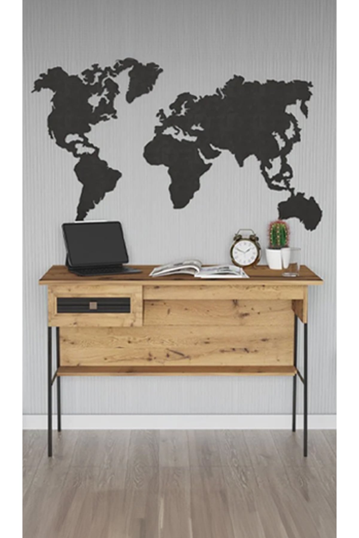 Mobetto Arya 120x59 Cm Çalışma Masası Bilgisayar Masası Ofis Ders Yemek Masası Atlantik Çam&Siyah