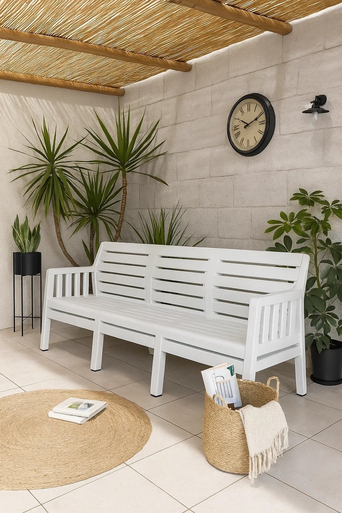 Mobetto Lara 3'lü Mindersiz Koltuk Balkon&teras Bahçe Koltuk / Beyaz