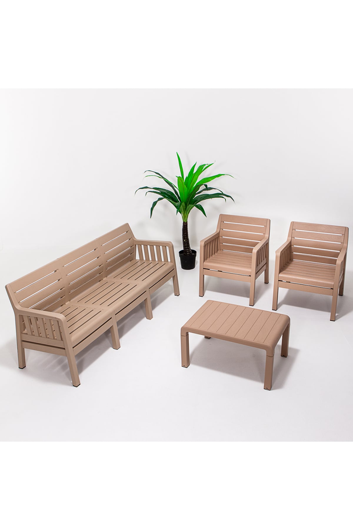Mobetto Lara Mindersiz / 3 1 1 S Bahçe Takımı Balkon - Bahçe - Teras Mobilyası / Cappucino