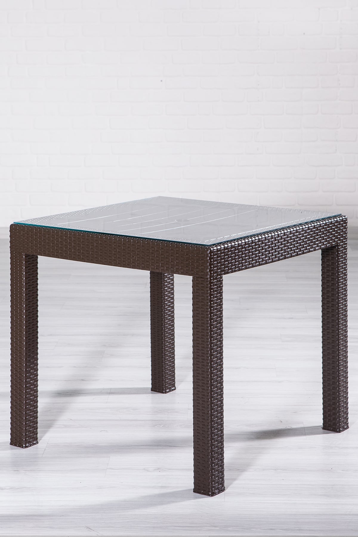 Mobetto Rattan 80x80 Camlı Kahve Masa - Bahçe&balkon&teras