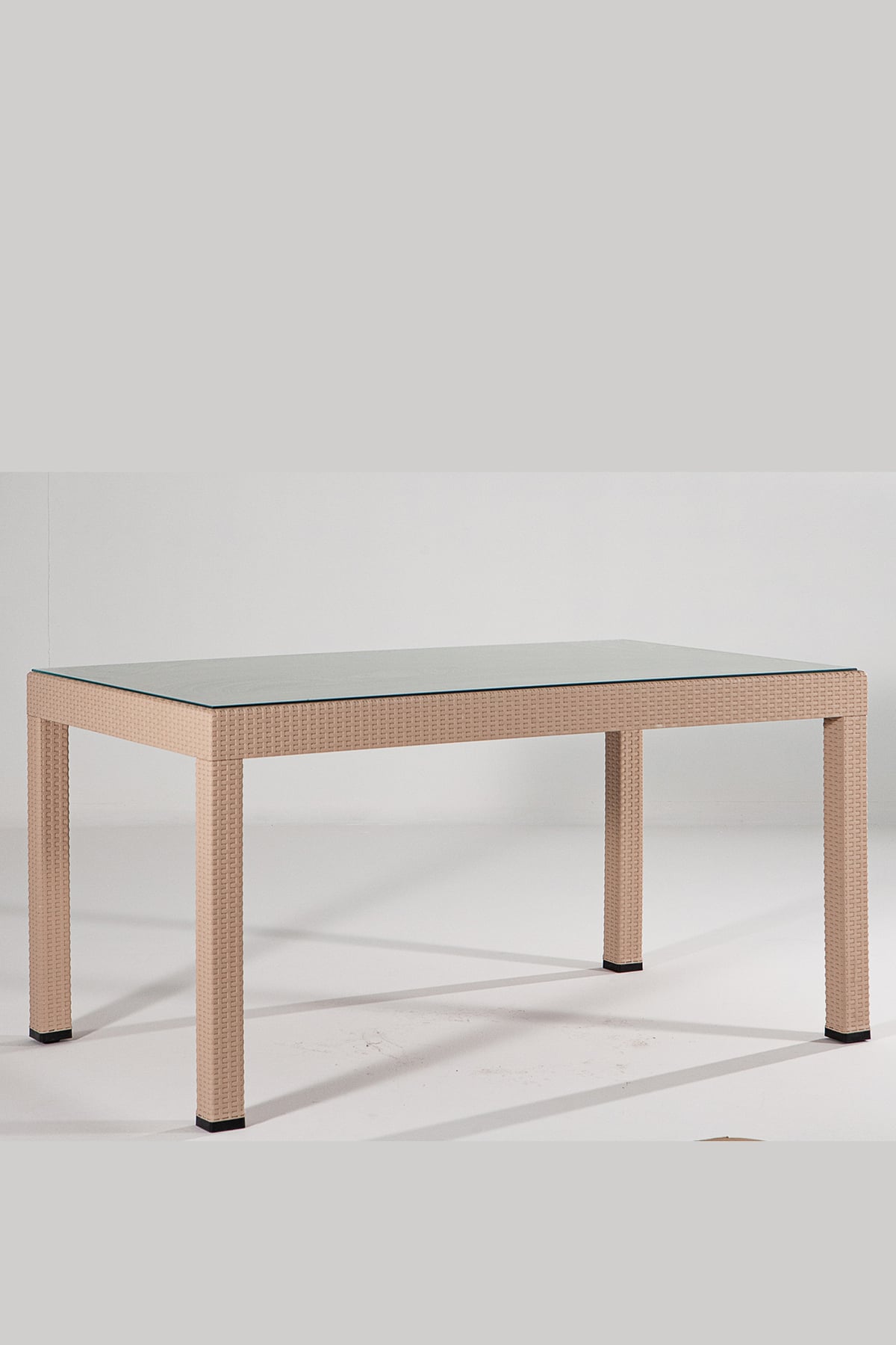 Mobetto Rattan 90x150 Camlı Cappucino Masa - Bahçe&balkon&teras