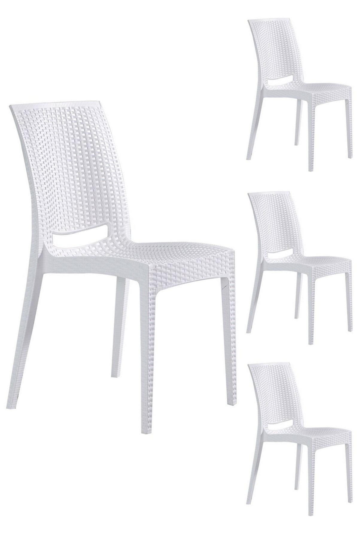 Modalife 4 Adet Bahçe Rattan Sandalye, Bahçe&Balkon&Havuz Kenarı Rattan Örme Dış Mekan Koltuğu