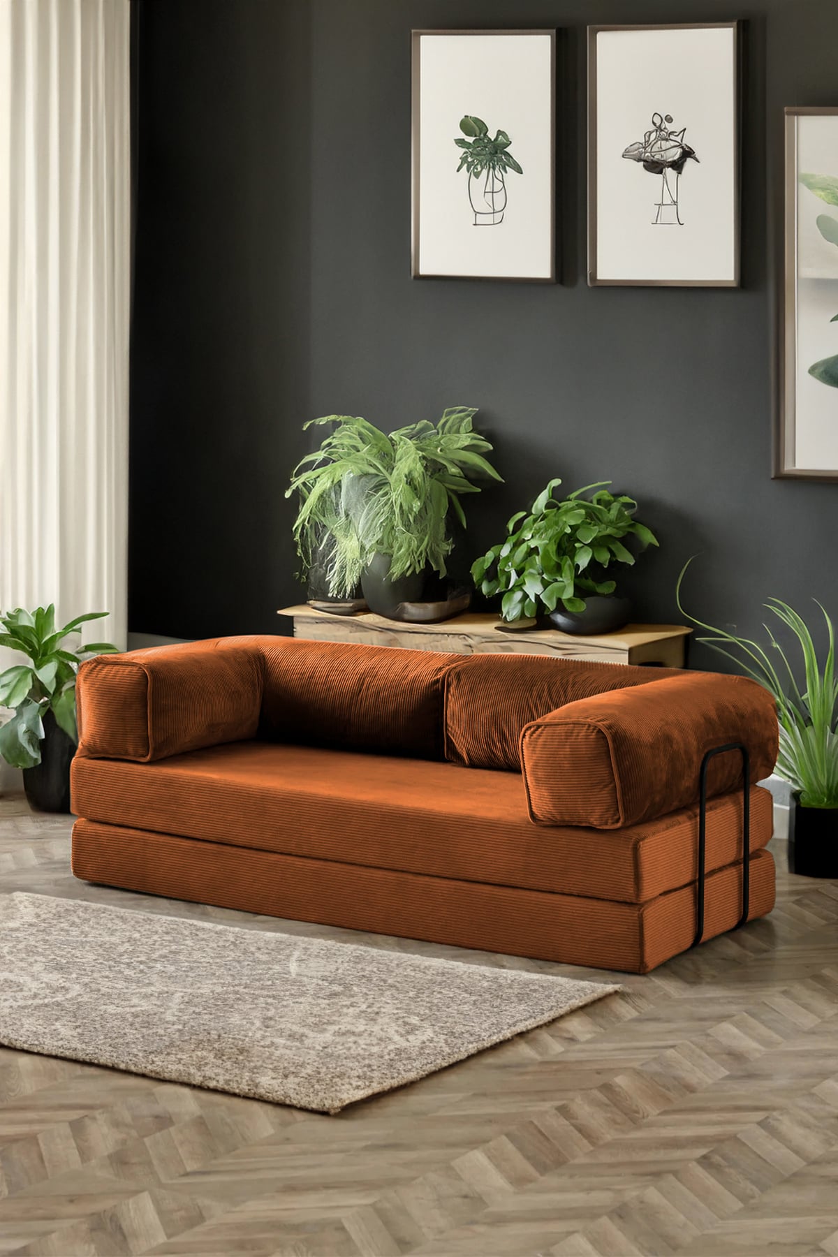 Modalife Legoom 90x200 Açılır Kanepe Yatak Olabilen Rahatlama , Aktivite Koltuğu, Turuncu-kiremit 90x200