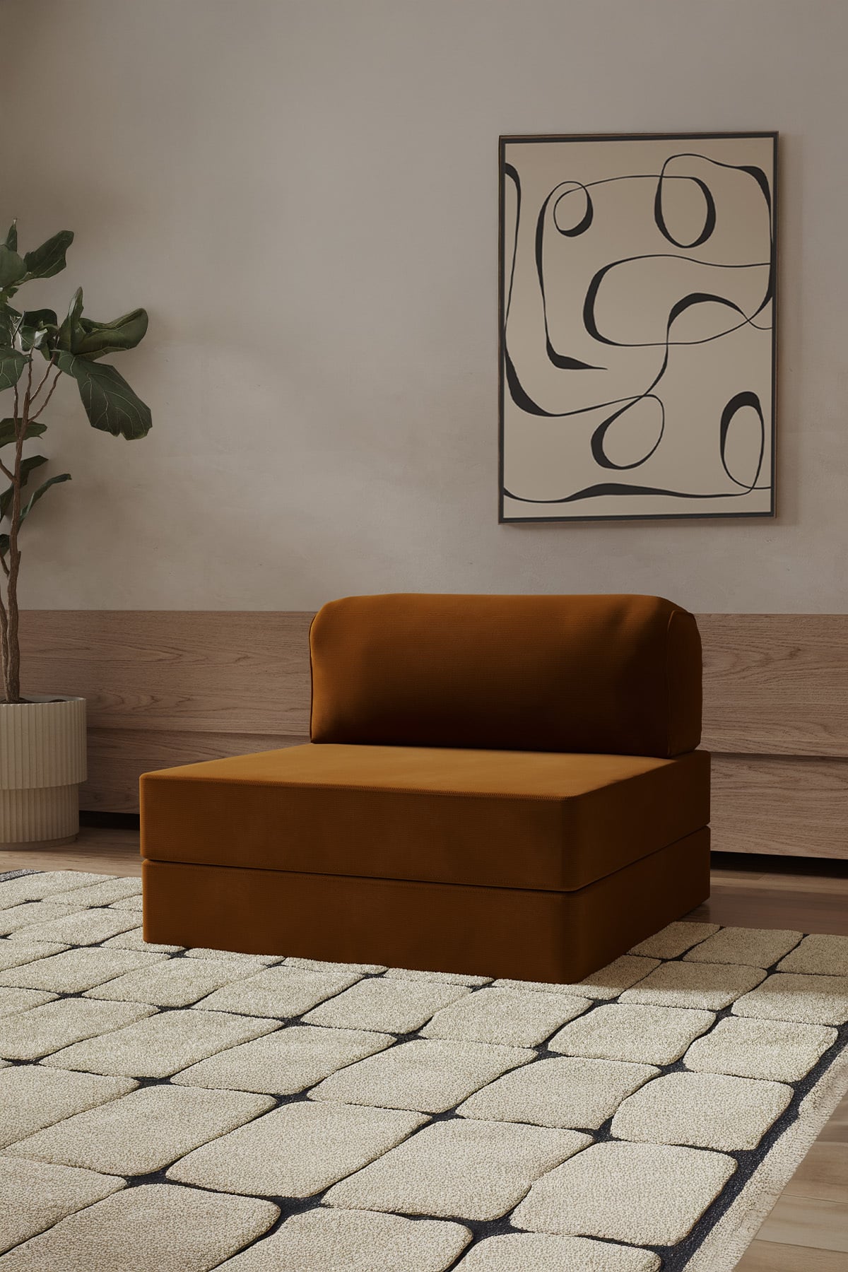 Modalife Legoom Yatak Olabilen Tekli Turuncu Berjer , Geniş Oturumlu Yumuşak Dokulu, Fonksiyonel Tekli Koltuk