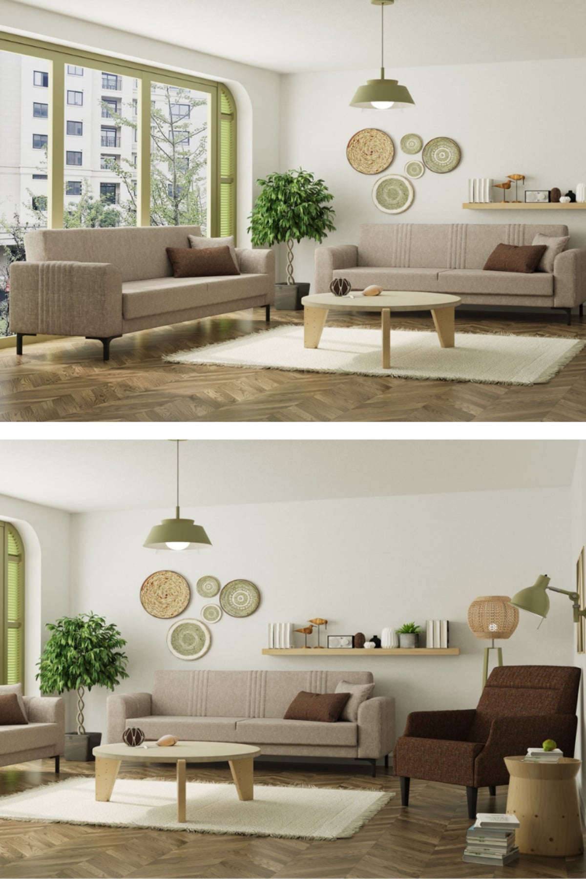 Modalife Mitra 3+3+1 Salon&oturma Odası Koltuk Takımı - Krem&Kahve