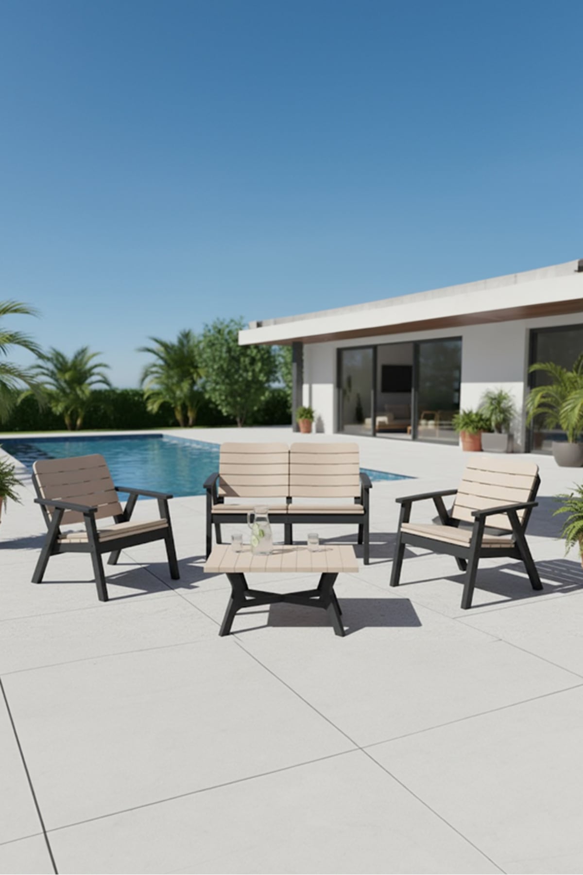 Modalife Sera Bahçe 2+1+1+Sehpa Minderli Bahçe Takımı, Bahçe &Balkon &Teras Oturma Takımı