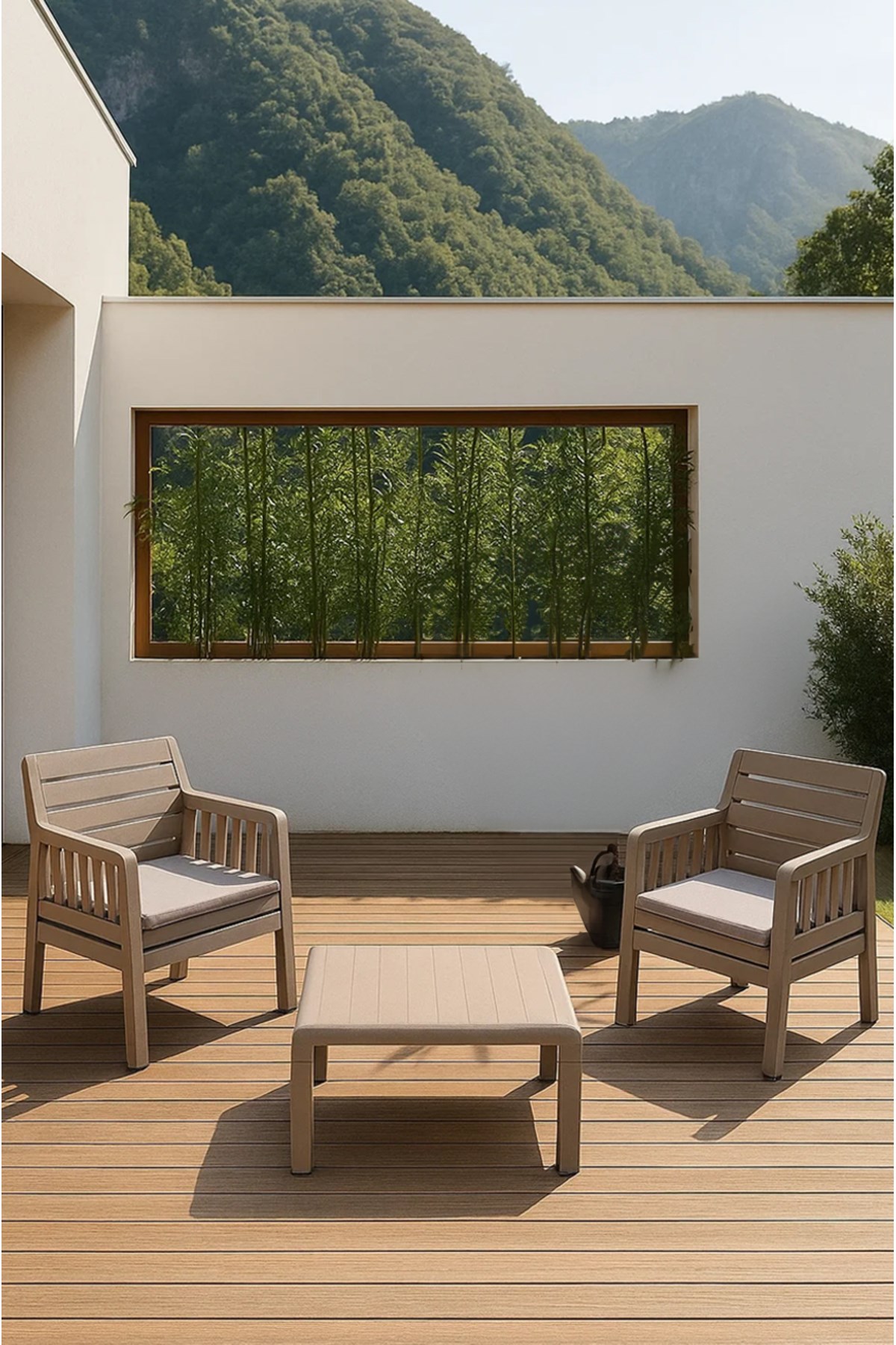 Modalife Yakamoz Bahçe Seti , Bahçe Takımı Balkon - Bahçe - Teras Mobilyası / Cappucino